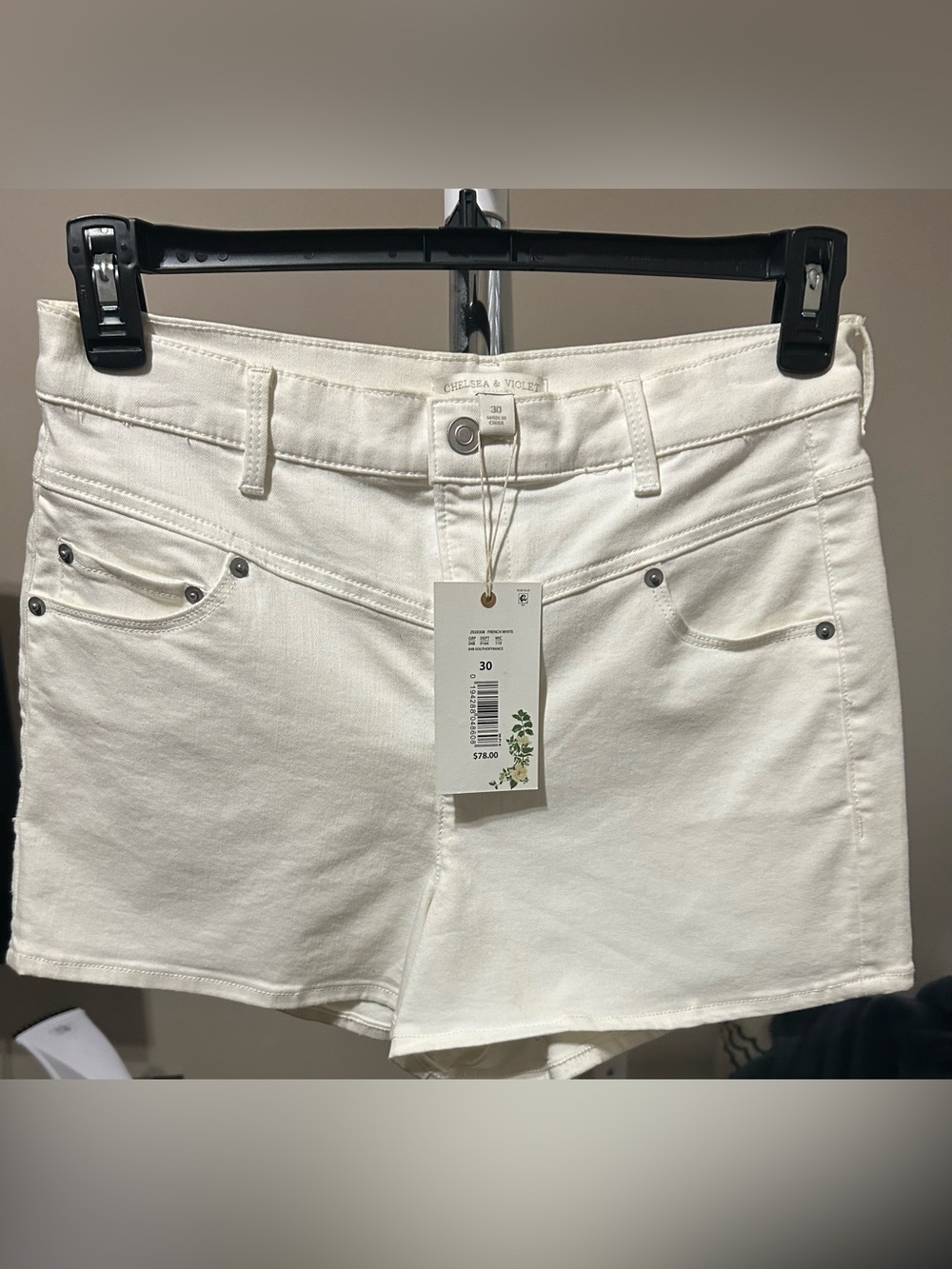 Chelsea & Violet White Denim Shorts with Classic Five-Pocket Style
